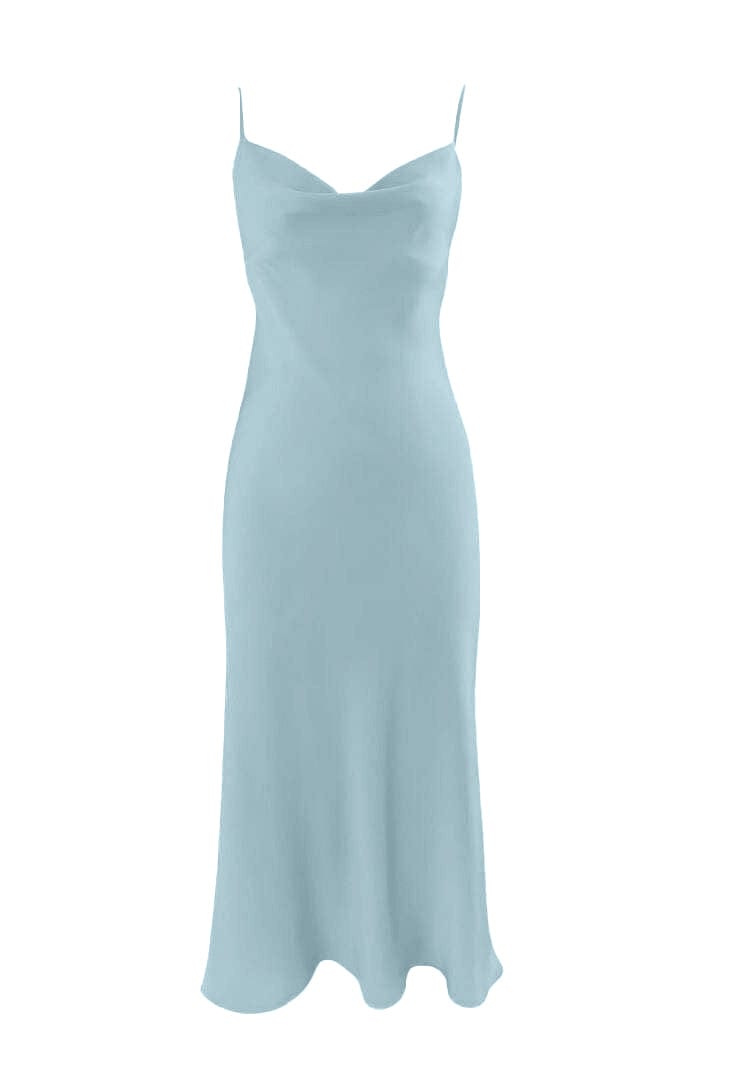 Silhouette Silk Cowl Slip Dress Morning Mist Blue Anaphe