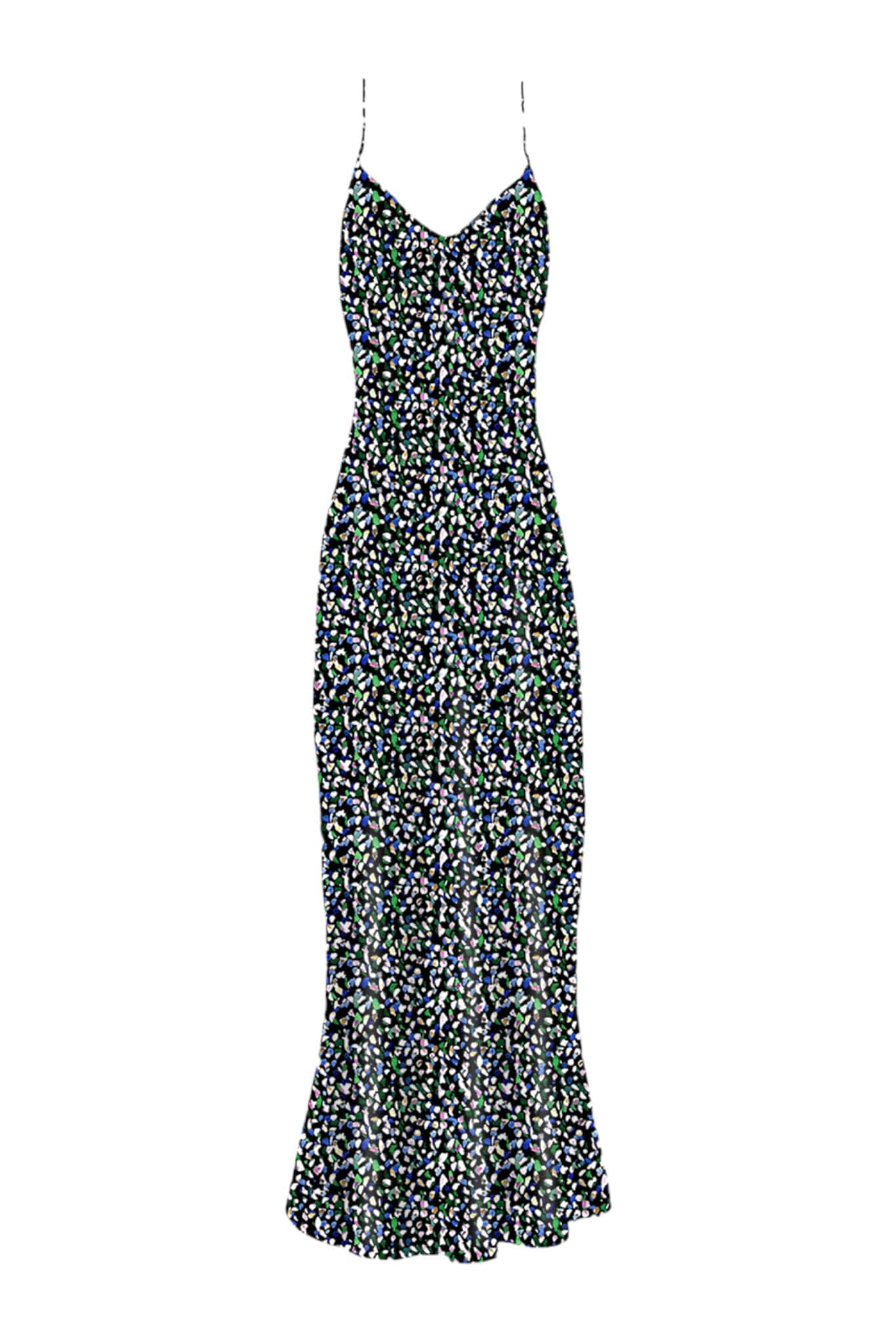 V Silk Slip Dress - Midnight Droplets Print – Anaphe