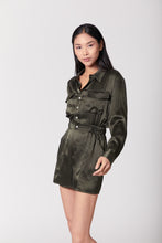 Load image into Gallery viewer, Utility Silk Romper Jumpsuit Short - Olive Green
