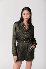 Load image into Gallery viewer, Utility Silk Romper Jumpsuit Short - Olive Green
