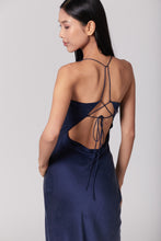 Load image into Gallery viewer, Nova Dress Silk Open Back Slip - French Navy blue
