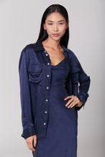 Load image into Gallery viewer, Nova Dress Silk Open Back Slip - French Navy blue

