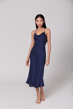 Load image into Gallery viewer, Nova Dress Silk Open Back Slip - French Navy blue
