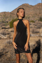 Load image into Gallery viewer, Anaphe Backless Dress Mini Halter Dress Crepe Silk - Classic Black
