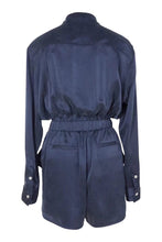 Load image into Gallery viewer, Anaphe Jumpsuit Utility Silk Romper Jumpsuit Short - French Navy Blue
