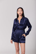 Load image into Gallery viewer, Anaphe Jumpsuit Utility Silk Romper Jumpsuit Short - French Navy Blue
