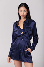 Load image into Gallery viewer, Anaphe Jumpsuit Utility Silk Romper Jumpsuit Short - French Navy Blue
