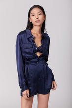 Load image into Gallery viewer, Anaphe Jumpsuit Utility Silk Romper Jumpsuit Short - French Navy Blue
