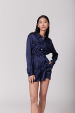 Load image into Gallery viewer, Anaphe Jumpsuit Utility Silk Romper Jumpsuit Short - French Navy Blue
