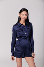 Load image into Gallery viewer, Anaphe Jumpsuit Utility Silk Romper Jumpsuit Short - French Navy Blue
