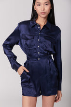 Load image into Gallery viewer, Anaphe Jumpsuit Utility Silk Romper Jumpsuit Short - French Navy Blue
