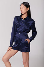 Load image into Gallery viewer, Anaphe Jumpsuit Utility Silk Romper Jumpsuit Short - French Navy Blue
