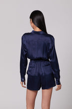 Load image into Gallery viewer, Anaphe Jumpsuit Utility Silk Romper Jumpsuit Short - French Navy Blue
