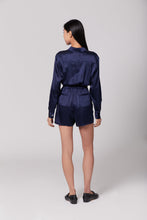 Load image into Gallery viewer, Anaphe Jumpsuit Utility Silk Romper Jumpsuit Short - French Navy Blue
