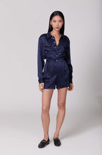 Load image into Gallery viewer, Anaphe Jumpsuit Utility Silk Romper Jumpsuit Short - French Navy Blue
