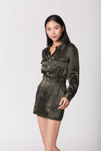 Load image into Gallery viewer, Anaphe  Jumpsuit Utility Silk Romper Jumpsuit Short - Olive Green
