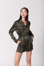 Load image into Gallery viewer, Anaphe  Jumpsuit Utility Silk Romper Jumpsuit Short - Olive Green
