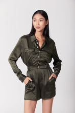 Load image into Gallery viewer, Anaphe  Jumpsuit Utility Silk Romper Jumpsuit Short - Olive Green
