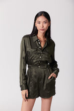 Load image into Gallery viewer, Anaphe  Jumpsuit Utility Silk Romper Jumpsuit Short - Olive Green
