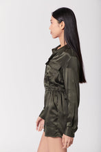 Load image into Gallery viewer, Anaphe  Jumpsuit Utility Silk Romper Jumpsuit Short - Olive Green
