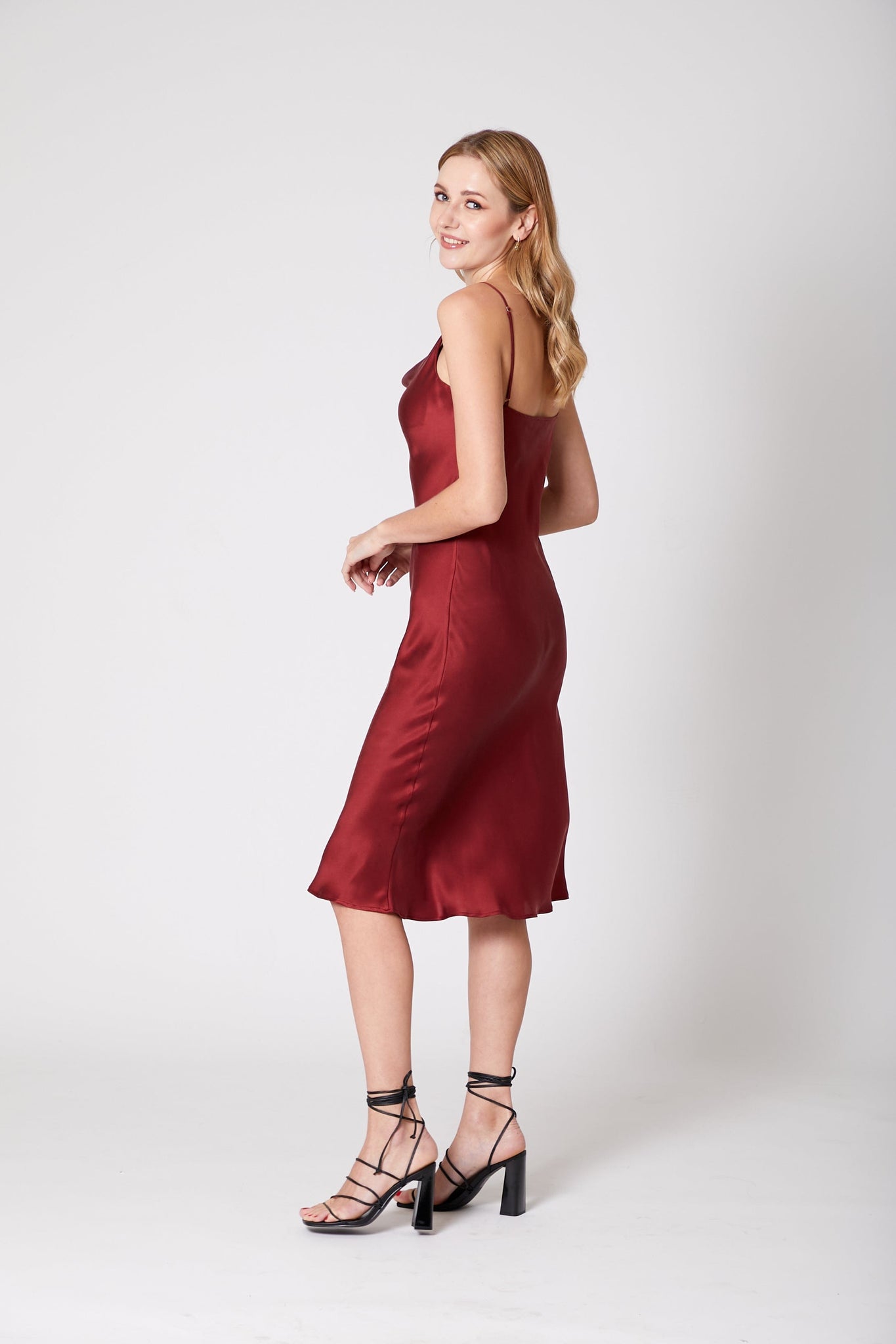 Silhouette Silk Cowl Slip Dress - Red Wine – Anaphe