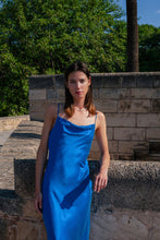 Load image into Gallery viewer, Anaphe Long Cowl Dress Silhouette Silk Cowl Slip Dress - Amalfi Cobalt Blue
