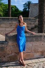 Load image into Gallery viewer, Anaphe Long Cowl Dress Silhouette Silk Cowl Slip Dress - Amalfi Cobalt Blue
