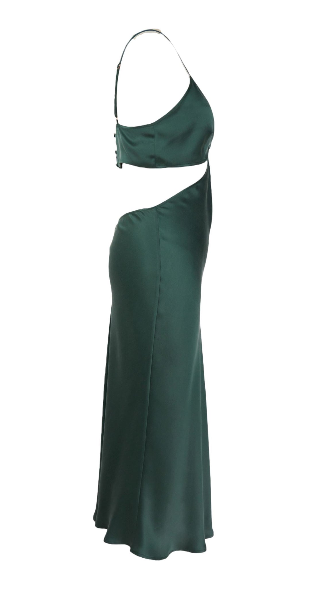 Gigi Cut Out Silk Open Back Dress - Evergreen – Anaphe