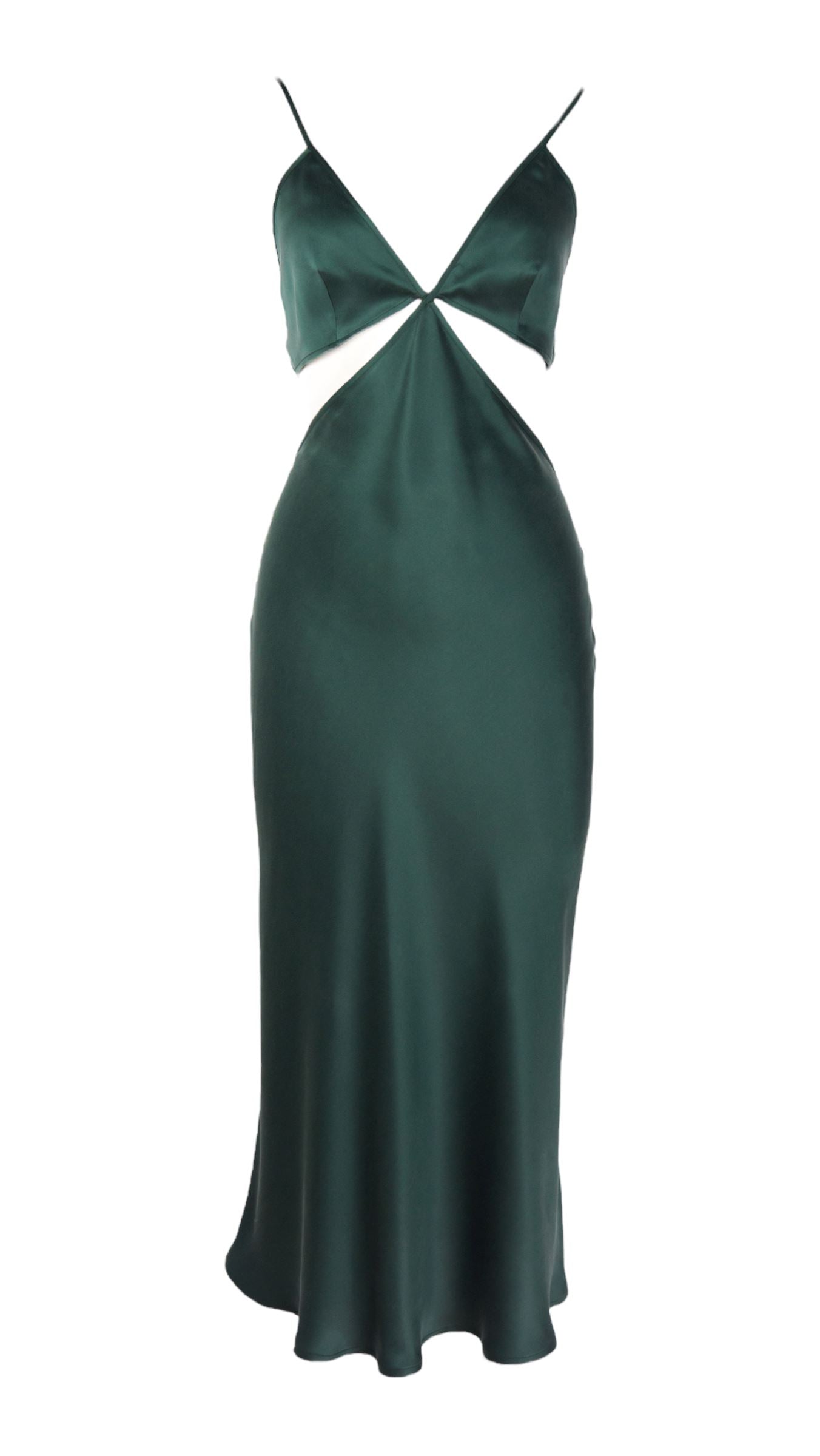 Gigi Cut Out Silk Open Back Dress - Evergreen – Anaphe