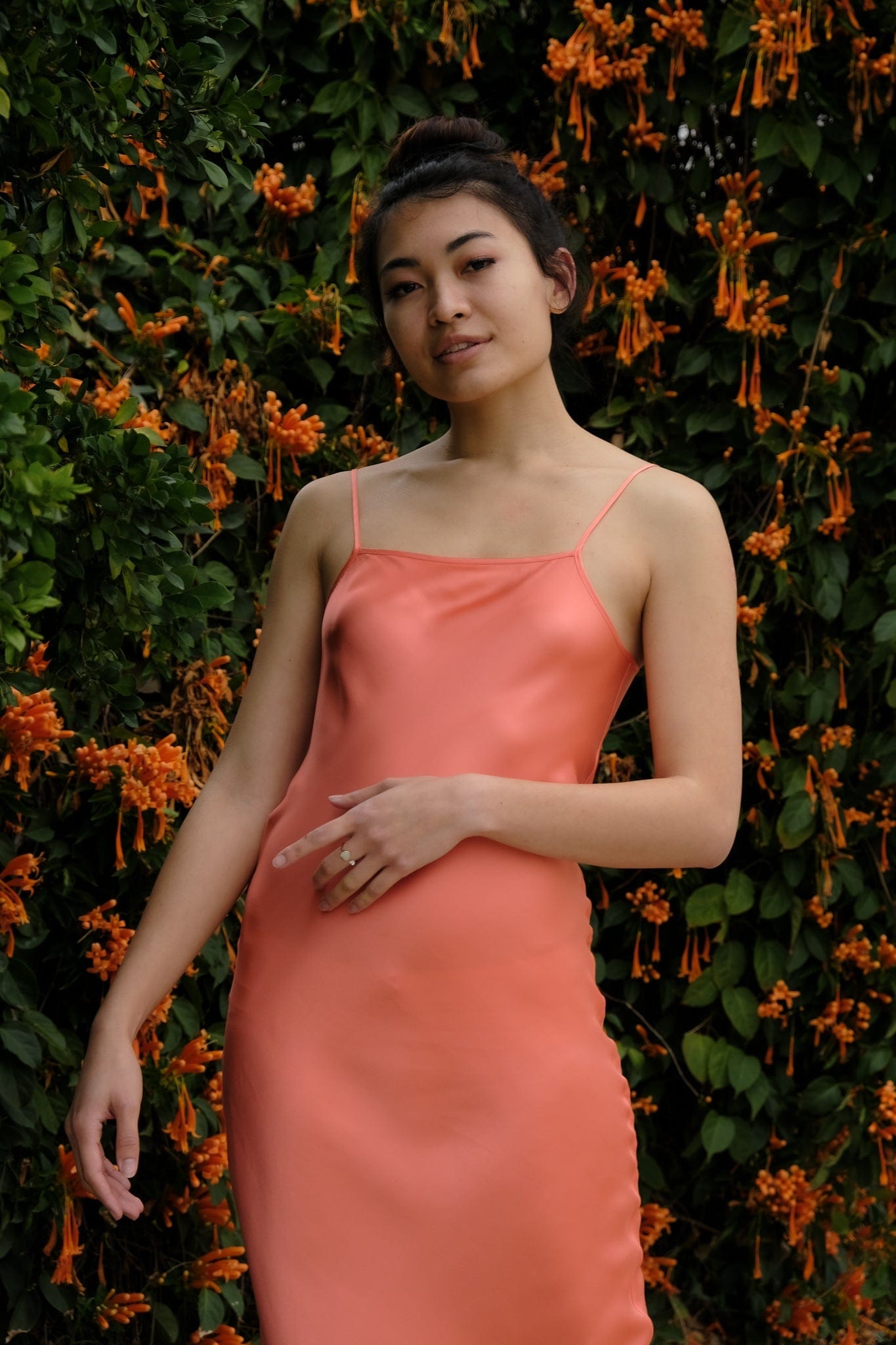 Silk hot sale coral dress