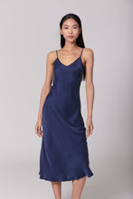 Load image into Gallery viewer, Anaphe Long Dress V Silk Slip Dress - French Navy Blue
