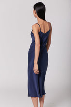 Load image into Gallery viewer, Anaphe Long Dress V Silk Slip Dress - French Navy Blue
