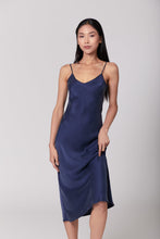 Load image into Gallery viewer, Anaphe Long Dress V Silk Slip Dress - French Navy Blue
