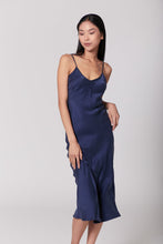 Load image into Gallery viewer, Anaphe Long Dress V Silk Slip Dress - French Navy Blue
