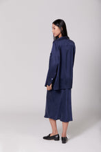 Load image into Gallery viewer, Anaphe Long Dress V Silk Slip Dress - French Navy Blue
