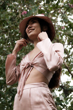 Load image into Gallery viewer, Anaphe Shirts &amp; Tops Barely Pink Silk Sun Hat
