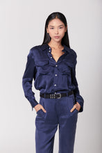 Load image into Gallery viewer, Anaphe Shirts &amp; Tops Boyfriend Silk Utility Shirt - French Navy Blue
