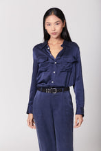 Load image into Gallery viewer, Anaphe Shirts &amp; Tops Boyfriend Silk Utility Shirt - French Navy Blue
