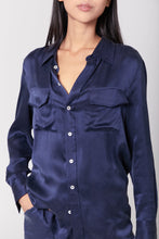 Load image into Gallery viewer, Anaphe Shirts &amp; Tops Boyfriend Silk Utility Shirt - French Navy Blue
