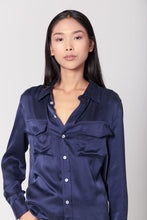 Load image into Gallery viewer, Anaphe Shirts &amp; Tops Boyfriend Silk Utility Shirt - French Navy Blue
