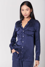 Load image into Gallery viewer, Anaphe Shirts &amp; Tops Boyfriend Silk Utility Shirt - French Navy Blue
