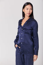 Load image into Gallery viewer, Anaphe Shirts &amp; Tops Boyfriend Silk Utility Shirt - French Navy Blue
