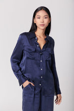 Load image into Gallery viewer, Anaphe Shirts &amp; Tops Boyfriend Silk Utility Shirt - French Navy Blue
