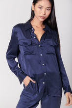 Load image into Gallery viewer, Anaphe Shirts &amp; Tops Boyfriend Silk Utility Shirt - French Navy Blue
