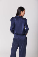 Load image into Gallery viewer, Anaphe Shirts &amp; Tops Boyfriend Silk Utility Shirt - French Navy Blue
