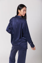 Load image into Gallery viewer, Anaphe Shirts &amp; Tops Boyfriend Silk Utility Shirt - French Navy Blue
