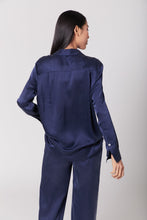 Load image into Gallery viewer, Anaphe Shirts &amp; Tops Boyfriend Silk Utility Shirt - French Navy Blue
