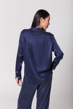 Load image into Gallery viewer, Anaphe Shirts &amp; Tops Boyfriend Silk Utility Shirt - French Navy Blue
