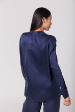 Load image into Gallery viewer, Anaphe Shirts &amp; Tops Boyfriend Silk Utility Shirt - French Navy Blue
