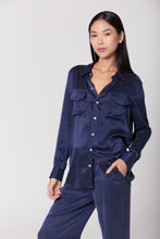 Load image into Gallery viewer, Anaphe Shirts &amp; Tops Boyfriend Silk Utility Shirt - French Navy Blue
